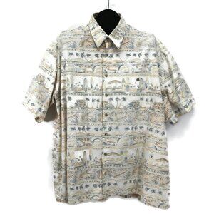 Campia Moda Casual Button Down Hawaiian Shirt Men's 2XL Tropical 100% Cotton